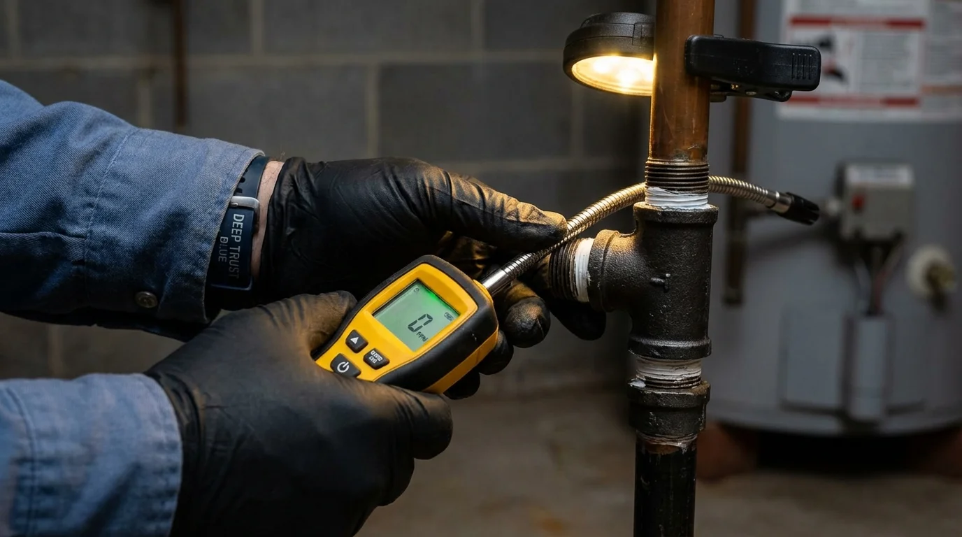 Gas leak detection with electronic sniffer by Johns Plumbing LLC in Kenwood