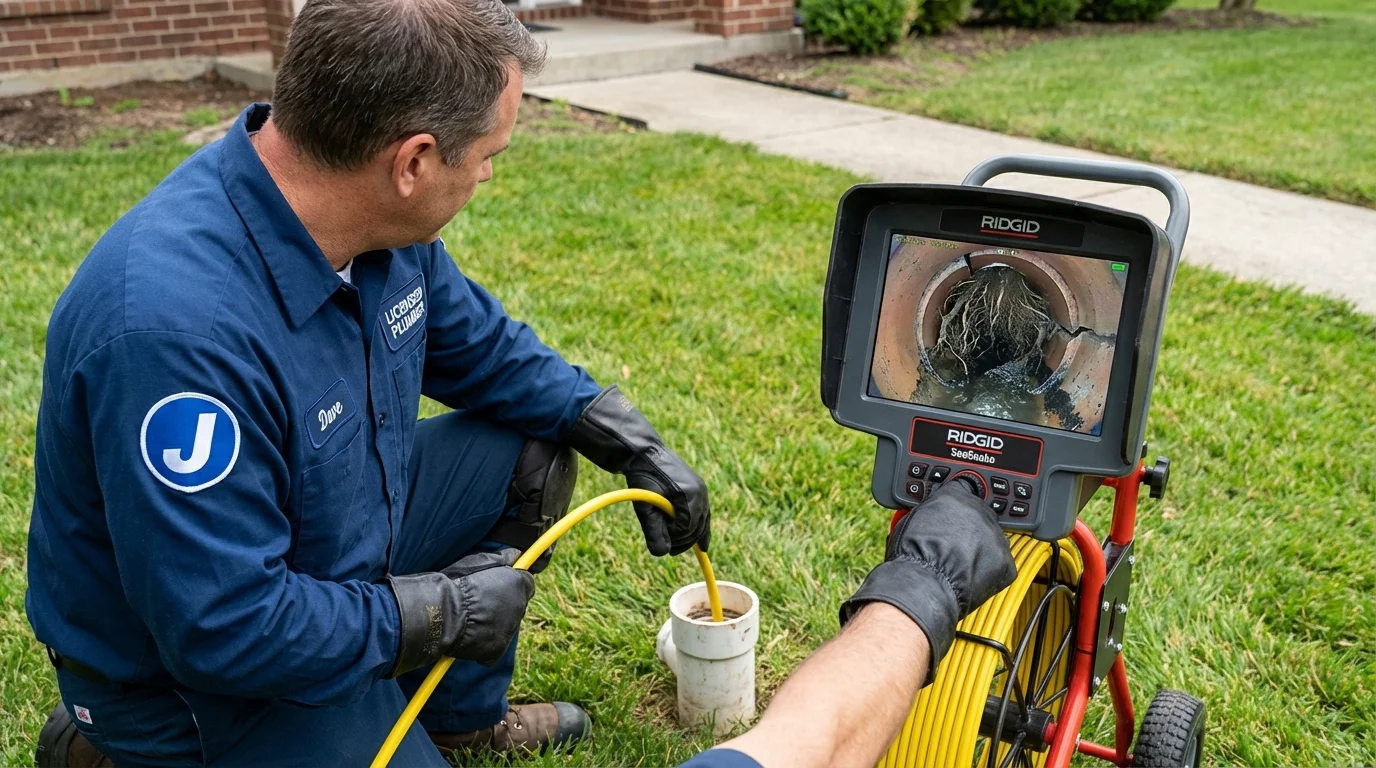 Sewer camera inspection being performed by Johns Plumbing LLC in Kenwood